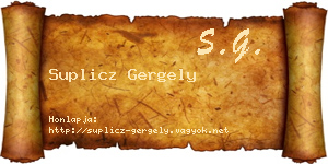 Suplicz Gergely névjegykártya